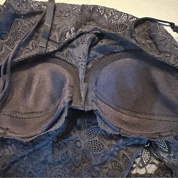 VICTORIA'S SECRET LACIE PUSH UP BODY LACE SLIP SUIT BRA DRESS Black 34C (j10 - Picture 11 of 14